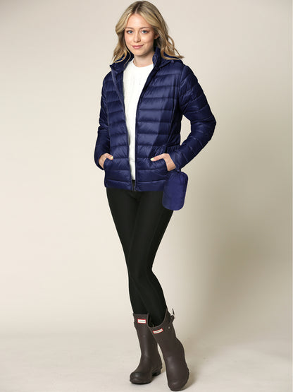Women's Ultra Light Weight Packable Down Jacket with Removable Hood