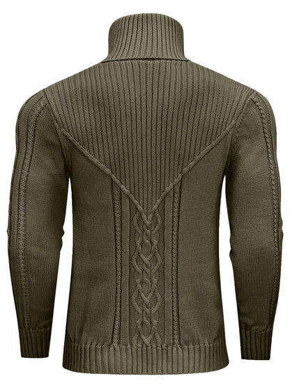 Men's Mature Casual Vintage Twisted Turtleneck Knit Pullover