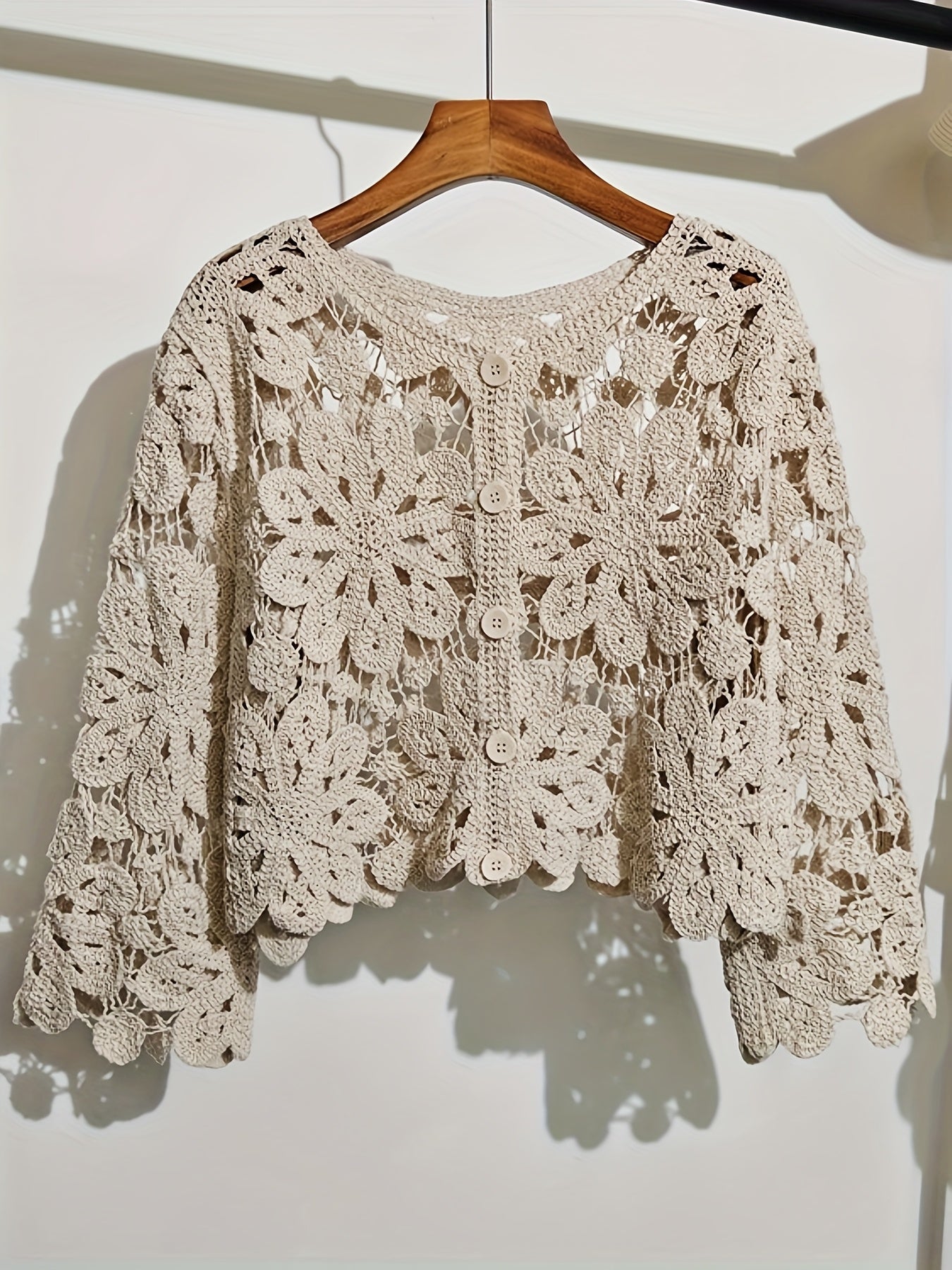 New Cardigan Bohemian Style Jacquard Hollow Crochet Embroidered Women'S Top