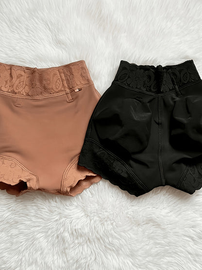 Women's Lace Shapewear Panties with Tummy Control, Butt Lifting Seamless Hip Enhancer Colombian Shaping Curvy Shorts Lace Trimmed Butt Lifting Panty for Women with Flat Tummy And Naturally Lifted Booty