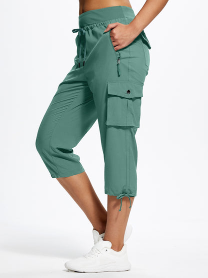 18" Women's Hiking Capris with Pockets Quick Dry Travel Lightweight Cargo Capri Pants Casual Capris for Women