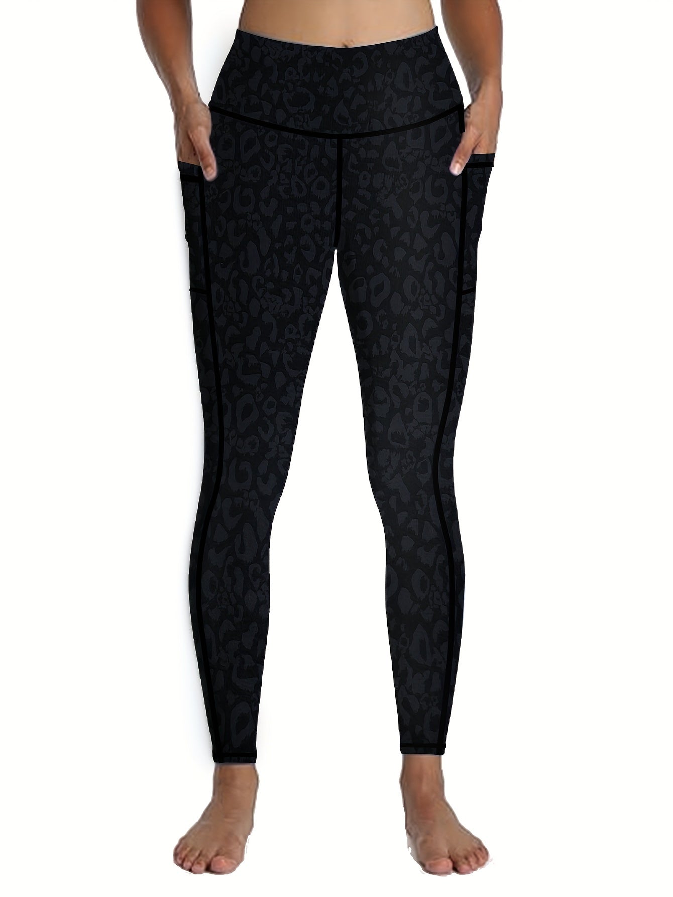 2026 5-Pack Plus Size Sports Leggings For Women, High-Waisted Cropped Yoga Pants With Pockets, Fitness Running Compression Tights, Game Day Fan Gear for Football and All Fans