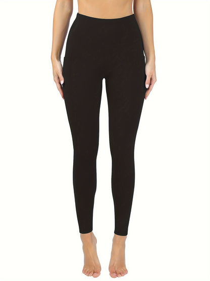 Olive Green High-Waisted Women'S Leggings with Pockets - Made from a And Elastane Mix, Suitable for All Seasons, Machine Washable