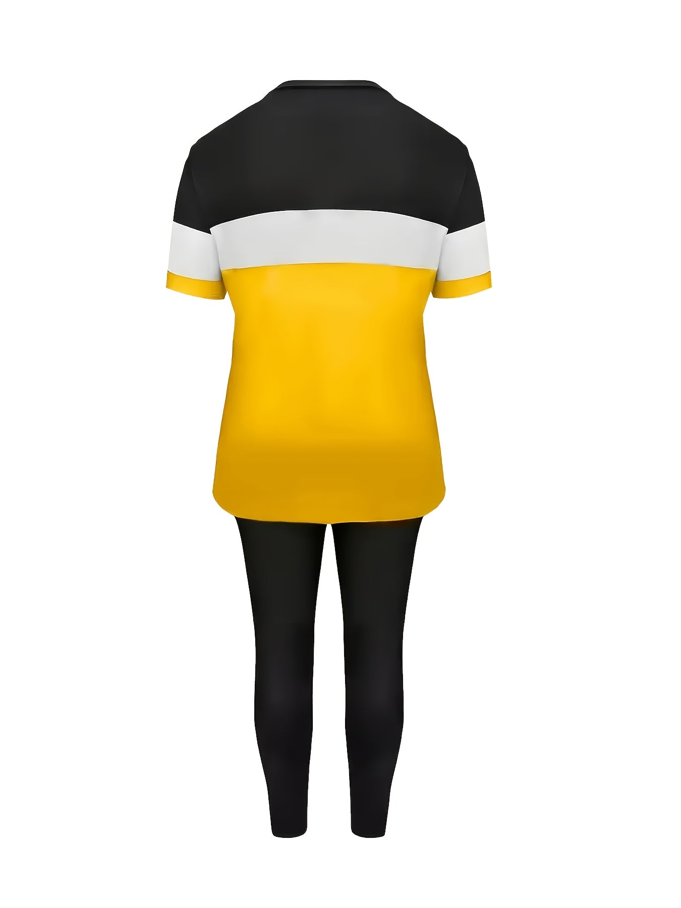 Women's Casual Two-Piece Outfit "BLESSED" Letter Print Color-Block T-Shirt And Pocket Pants Set