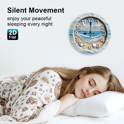 Beach Scene Nursery Wall Clock - Battery-Powered Coastal Design
