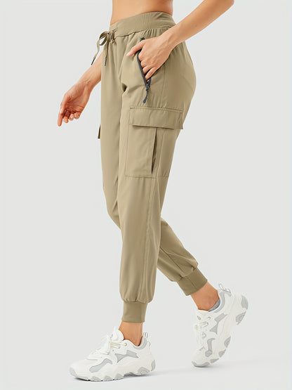 Women'S Cargo Joggers Hiking Pants Lightweight Camping Quick Dry 50+ Zippered Pockets