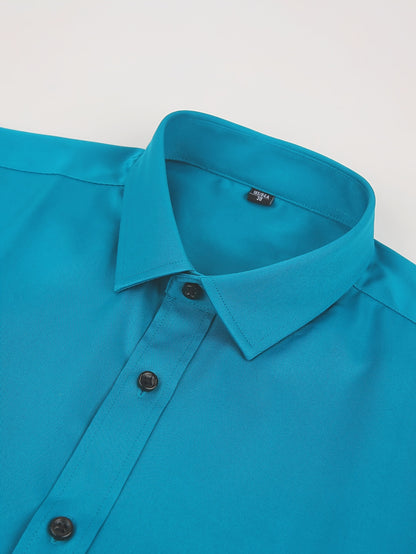 Men's Cufflink Shirt 2026 Spring/Summer French Cuff Shirt Breathable, Stretchy, Wrinkle-Resistant Business Casual Easter Gift Suitable for Men, Husband, Father Holiday Cruise Essential Short-Sleeve Shirt Summer Top Formal Dress Shirt