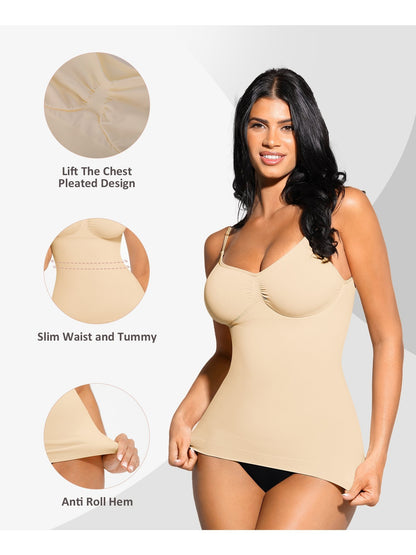 Womens Tank Top Shapewear Tummy Control Tops Cami Tank Compression V Neck Camisole