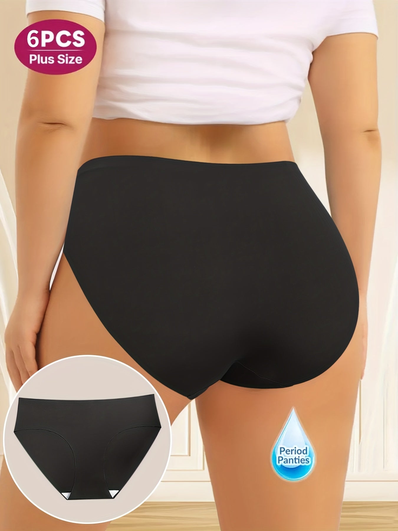 6pcs Seamless Triangle Briefs, Polyamide 75% Elastane 25%, Medium Stretch Fabric, Solid Color, Simple Style, 180gsm Lightweight Panty Set