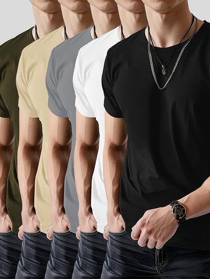 Five-Piece Collection, Made of 100%, Featuring Short-Sleeved T-Shirts in a Classic Solid Color, Suitable for Both Men And Women