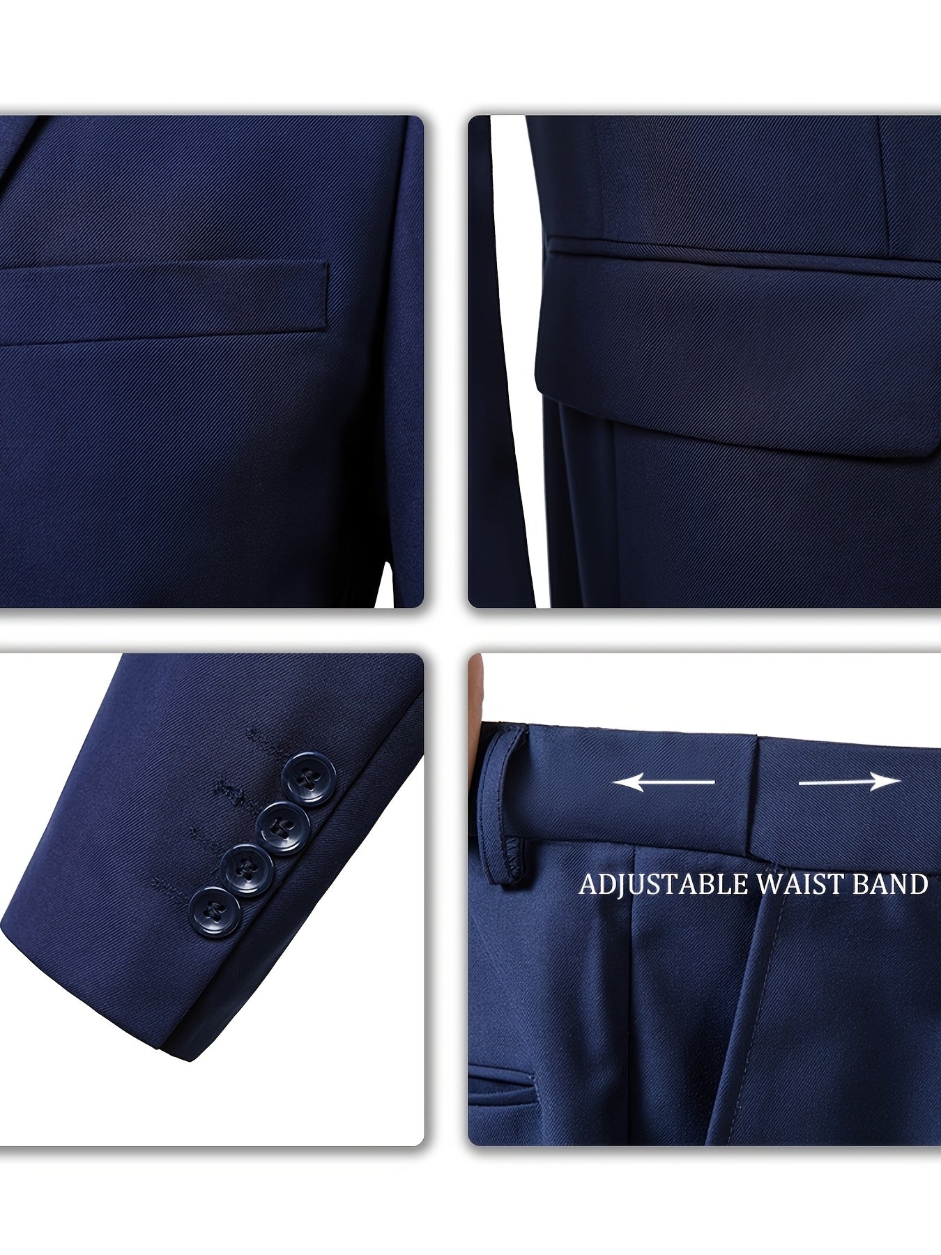 Men's Solid Color Complete 3pcs Suit Set Slim Fit Modern Tailored for Weddings Business Graduation Father's Day Gifting Express Delivery