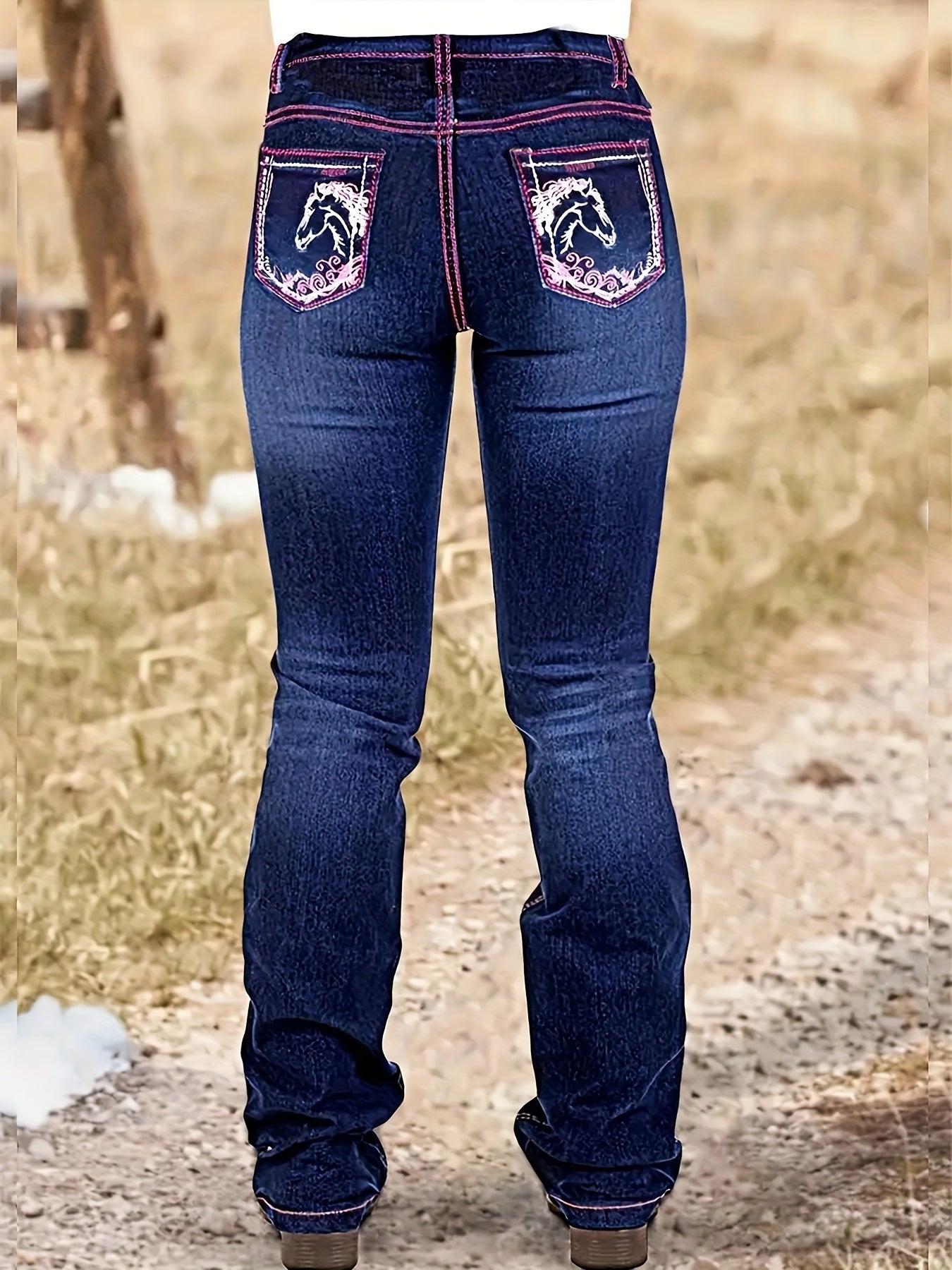 Women's Dark Blue Denim Jeans - product view 5