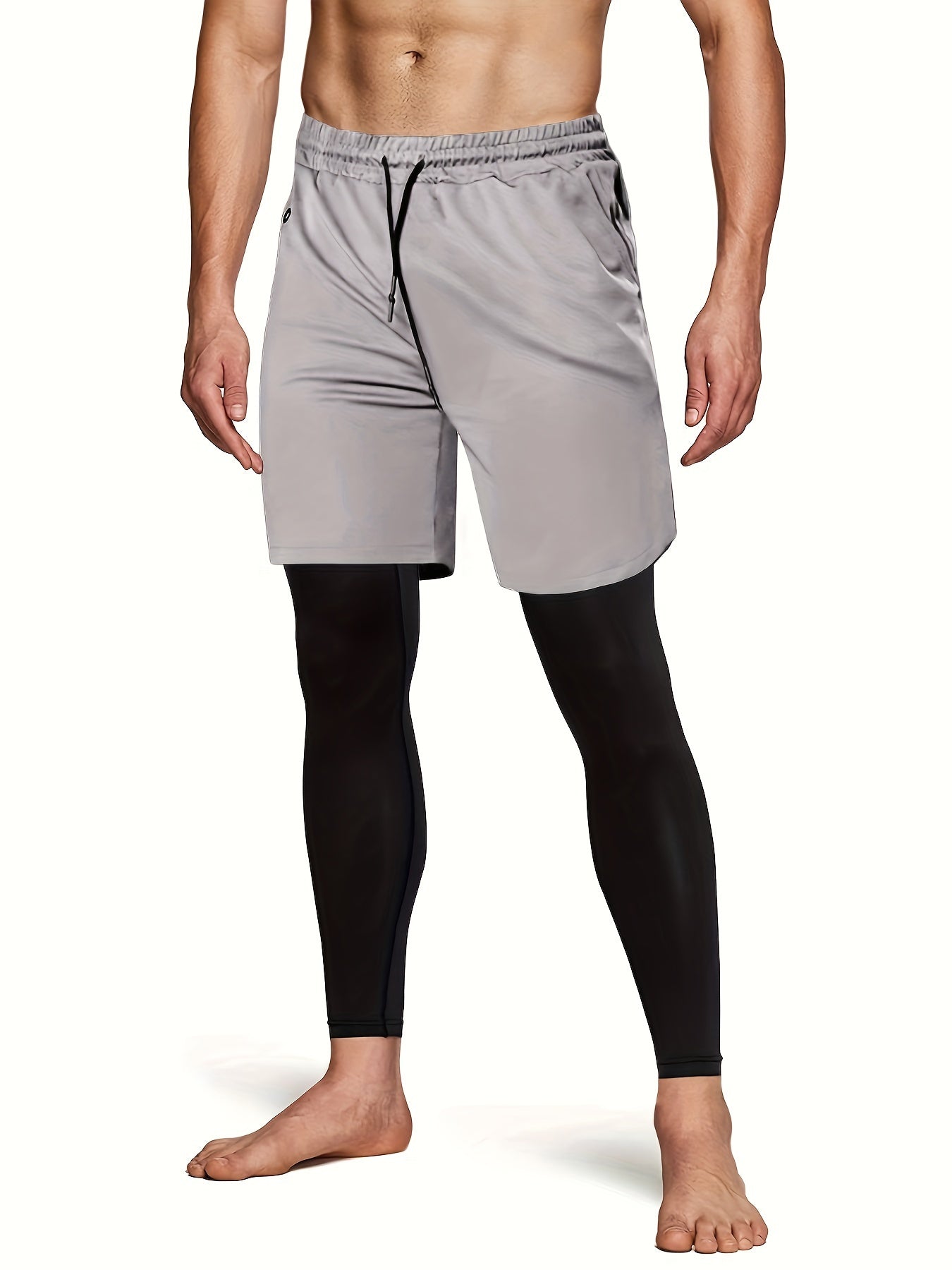 Set of 2 Men'S 2-In-1 Running And Workout Pants Designed for Gym Use, Featuring a Towel Loop
