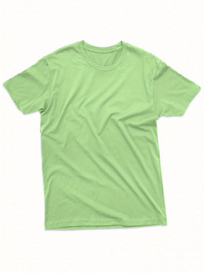 Men's Solid Color T-Shirt - Classic Neck Short Sleeve 079589
