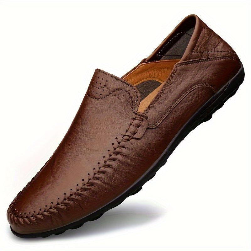 CLOHOO Men's Slip-On Loafers - Slip-Resistant Rubber Sole, Elegant Black Business & Casual Shoes, All-Season Formal & Everyday Footwear for Office, Meetings, Social Events - Durable & Easy-Clean