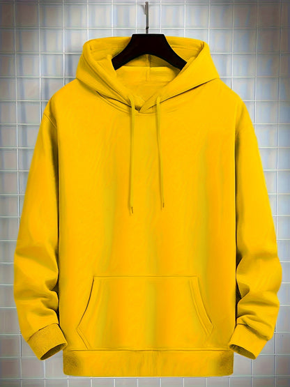 4 Simple Solid Color Hoodies with Kangaroo Pockets, Casual Hoodie for Men