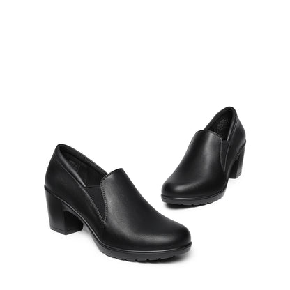Women's Low Chunky Block Heels Pumps Comfortable Slip-On Heeled Loafers Dress Work Shoes For Office Business Comfortable Loafers Shoes Low Chunky Block Heel Pumps