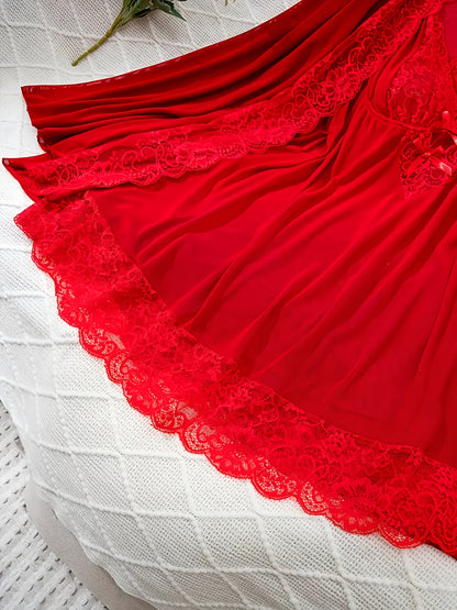 Sexy Red Sling Gown Set