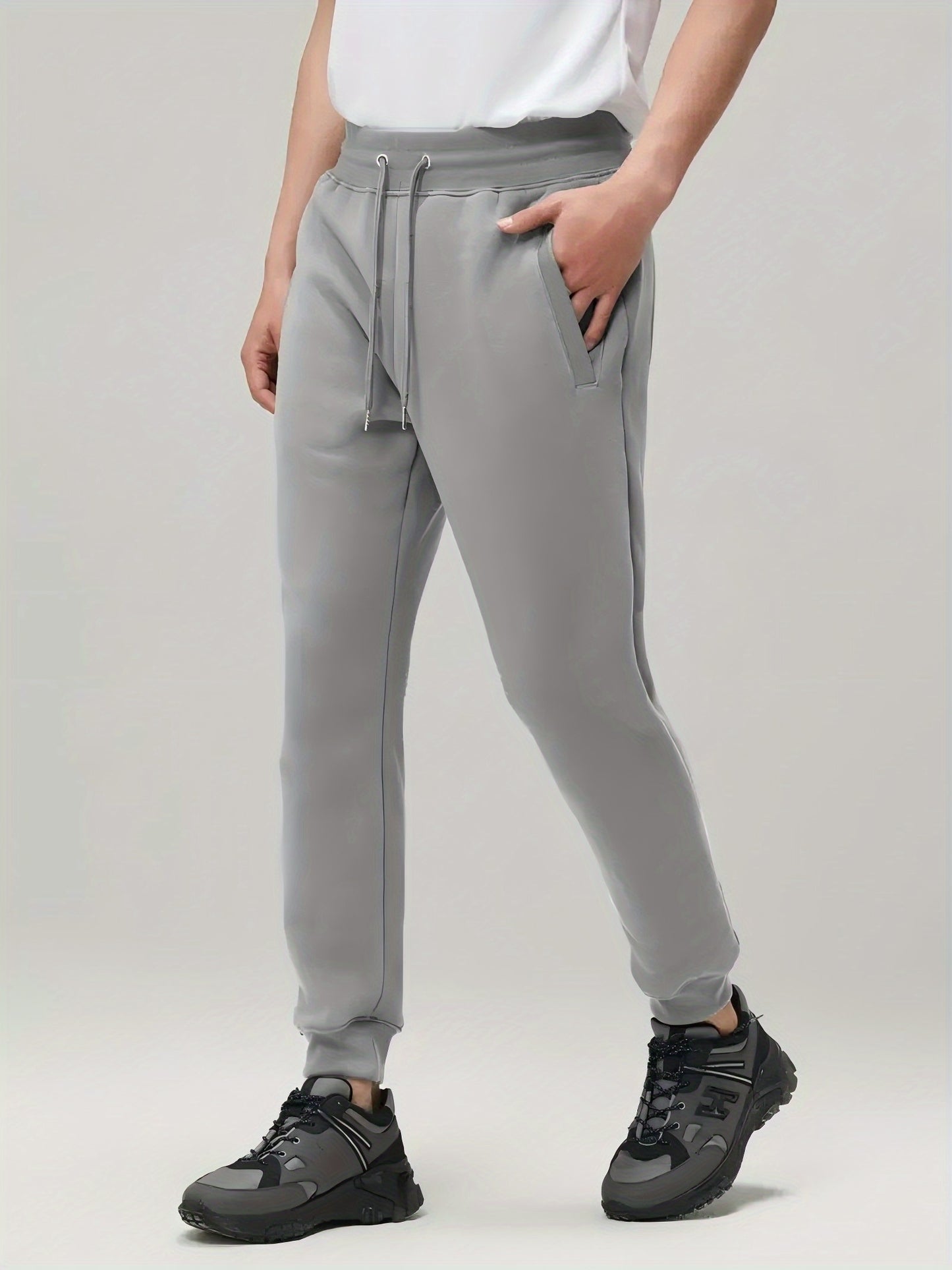Men's 3pcs Thick Autumn And Winter Sports Pants, Warm And Casual Running Pants with Added, Adjustable Waistband And Drawstring, Double-sided Pockets. Suitable for Teenagers to Exercise, Run, Play Ball, Train, And Travel Outdoors,.
