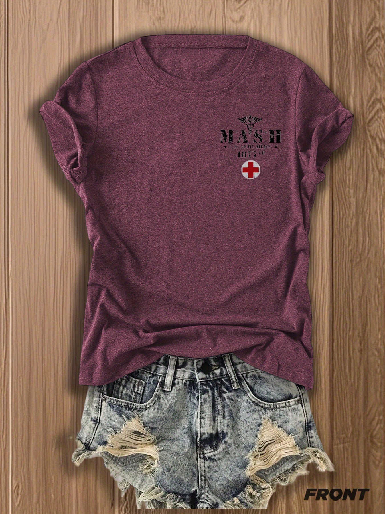 MASH U.S. Army Mobile Hospital Vintage Graphic Tee for Enthusiasts -  Style Double-Sided Print -blend T-shirt with Double-sided Print