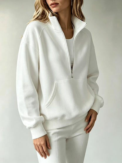 Women'S Matching Outfit, Cozy Fleece Top, Trendy Casual Sportswear for Ladies
