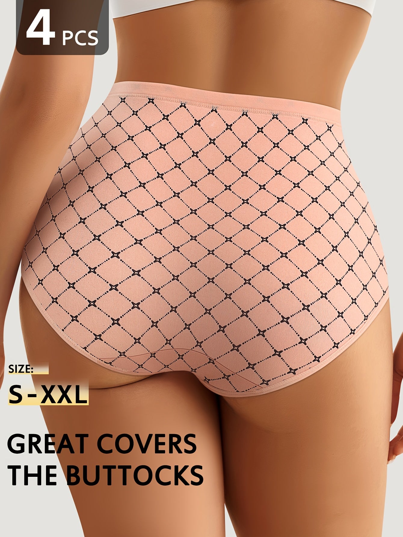 4 Pack Women's High Waisted Briefs Full Coverage Soft Stretchy Comfortable Everyday Underwear