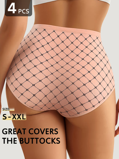 4 Pack Women's High Waisted Briefs Full Coverage Soft Stretchy Comfortable Everyday Underwear