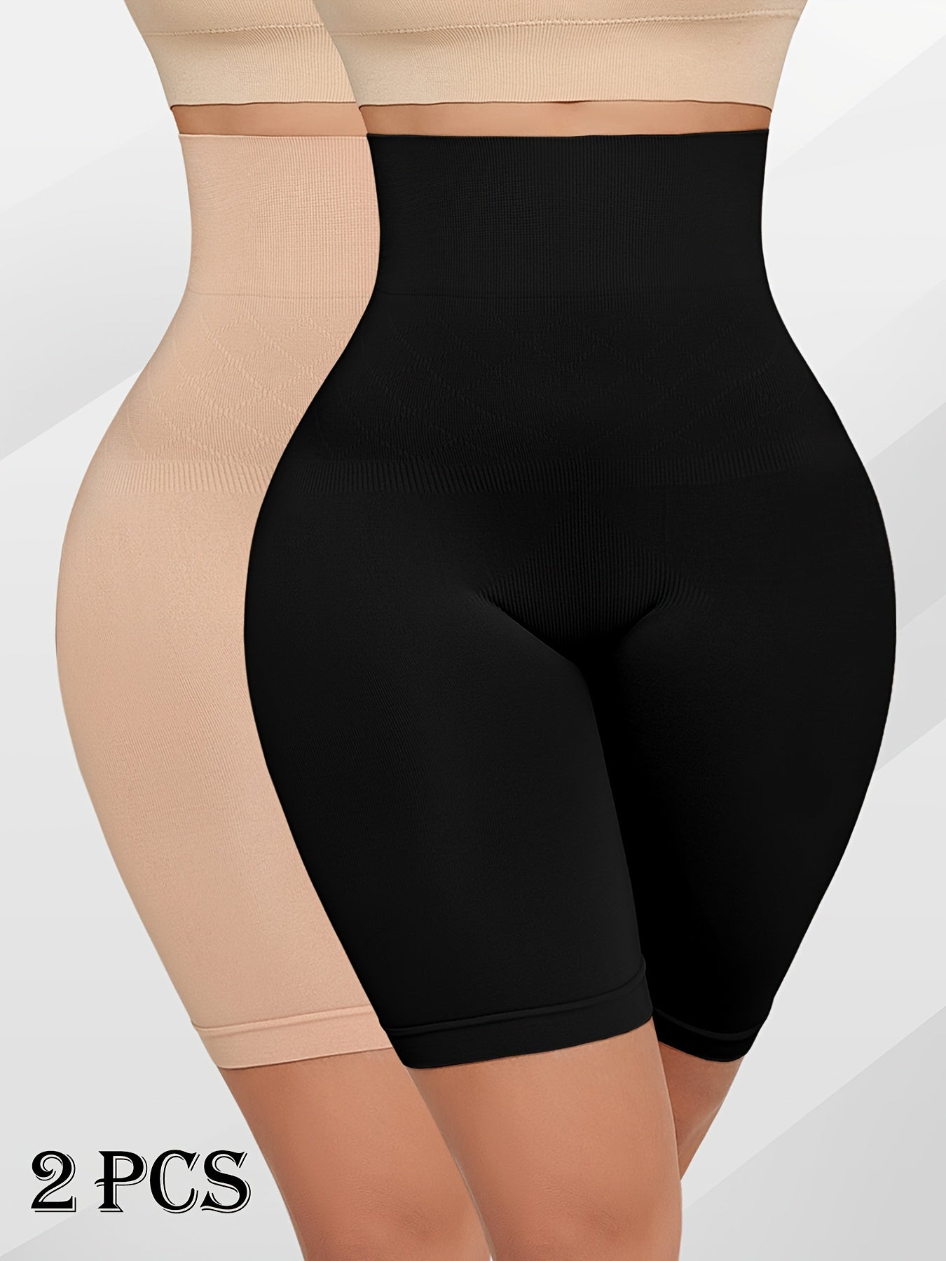 2-Pack High-Waisted Tummy Control Shaping Hip-Lifting Briefs Seamless Boxer Briefs Women'S Traceless Safety Pants Anti-Exposure Leg Pants