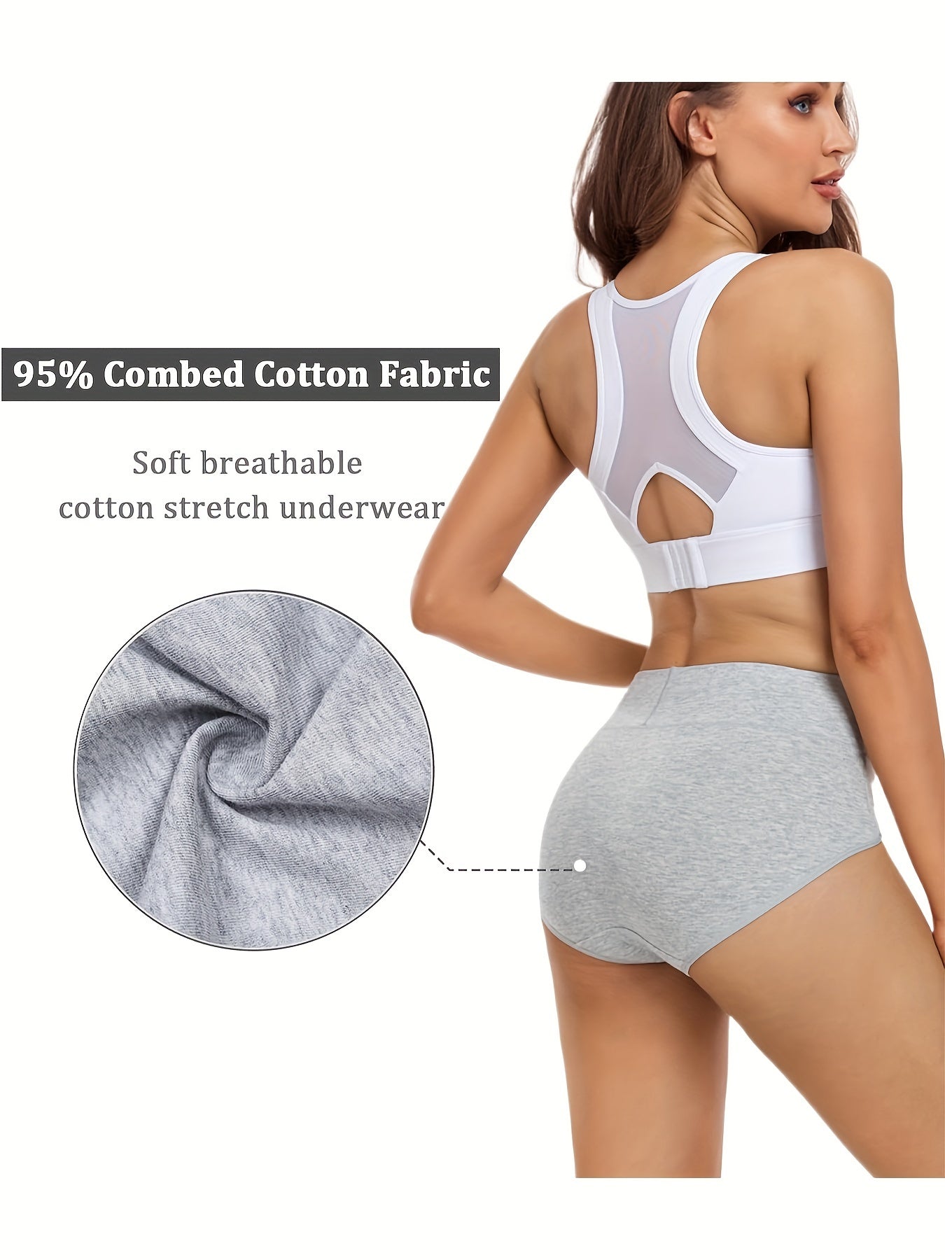 5pcs High Waist Solid Color Briefs, Comfy, Soft, Breathable, Stretchy And Elegant Lingeries for Women
