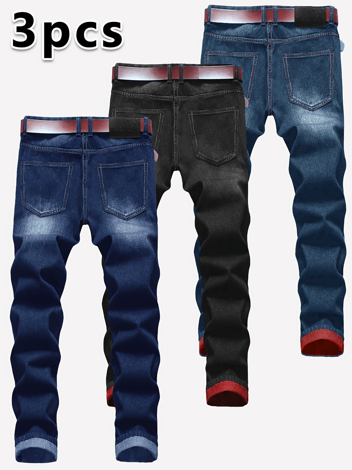 3-pack Men'S Slim Fit Ripped Jeans Distressed Denim Pants Casual Streetwear Fashion Trousers Hip Hop Trendy Joggers For Men