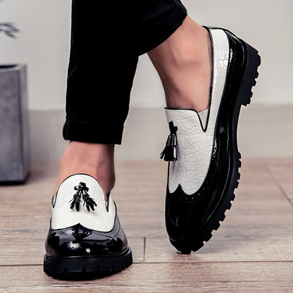 Men' S Fashionable Formal Shoes, British Trend Brogue Shoes, Low-top Pointed Fringe Shoes, Bean Shoes, Size 40-46