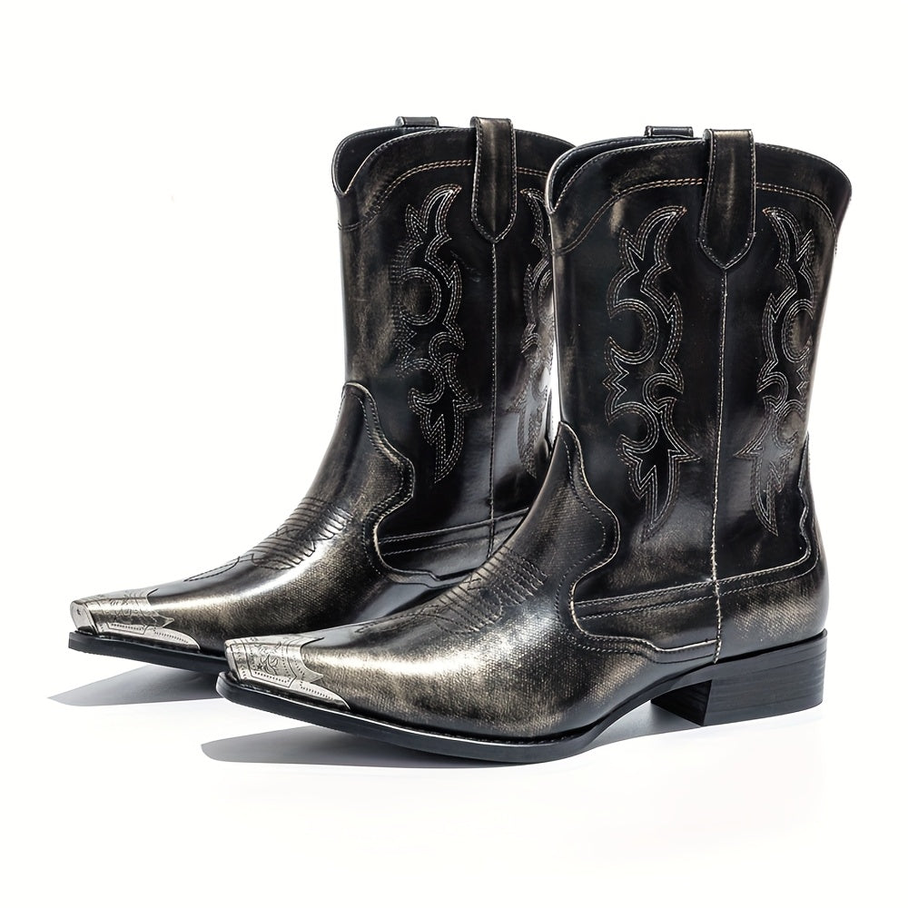 Men's Boots Vintage Casual Embroidered Pointed Toe Cowboy Boots