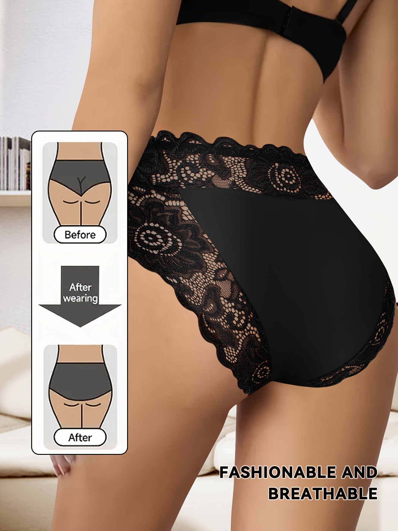 5pcs Women'S High-Waisted Tummy Control Briefs- Elegant Lace Detailing, Soft& Elastic Seamless Design, Full Coverage, No-Roll, Breathable& Comfortable, Multi-Pack with Vibrant Colors, Essential for Daily Wear, Confident Look& Smooth Silhouette