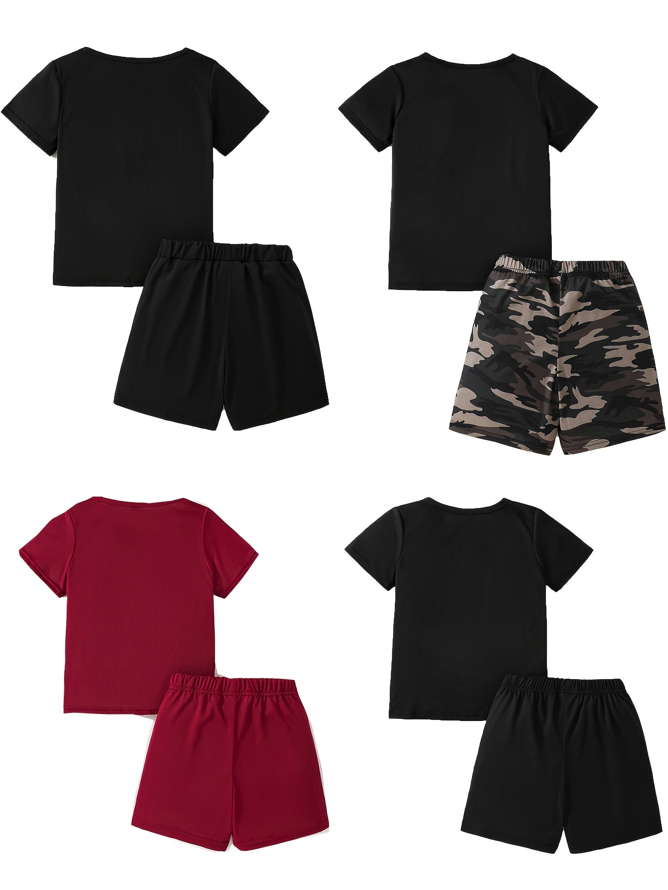 8pcs Boys' Casual Fashion Set, 4 Shirts And 4 Shorts, Summer New Style Multi-piece Outfit, Perfect for Outdoor