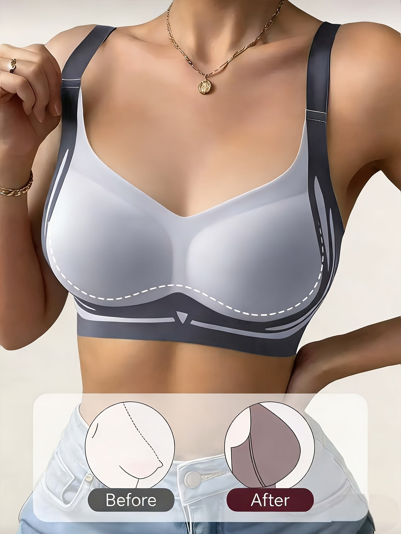4pcs Wireless Bra Set for Women, Comfortable, Seamless, No Underwire Bra, Soft Support Daily Bra, Suitable for Home, Work, And Gym (Black, Blue, Green, Beige)