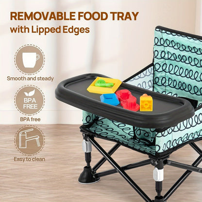 Portable Baby Chair - Foldable Tray Camping Seat