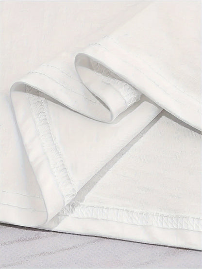 A Basic Short-Sleeve T-Shirt Featuring a Denim And Pearl Design, Made from Soft, Breathable Fabric Suitable for All Seasons. This Women'S Casual Top Is Durable, Machine Washable, And a Must-Have for Outings