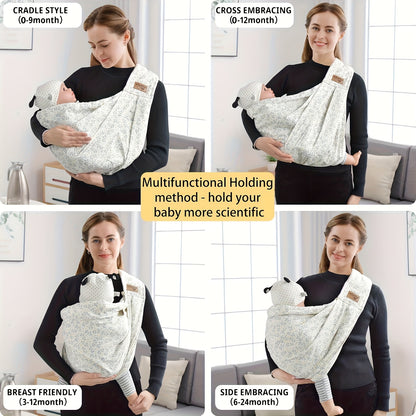 Vrbabies Baby Carrier From Newborn, Soft Lightweight Baby Sling with Pockets & Adjustable Shoulder Strap Easy Wearing, Front Baby Sling for Newborn And Toddler 1-24 Months