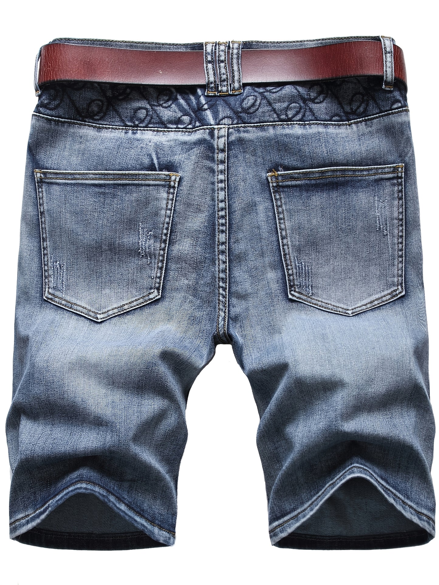 KEEVOOM Men'S Light Blue Washed Gradient Denim Shorts - Summer Casual Slim-Fit Shorts for Outdoor Sports & Trendy Daily Outfits