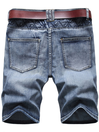 KEEVOOM Men'S Light Blue Washed Gradient Denim Shorts - Summer Casual Slim-Fit Shorts for Outdoor Sports & Trendy Daily Outfits