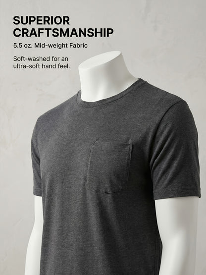 5pcs Men Unisex 100 Cotton Pocket T Shirts Short Sleeve Crew Neck Loose Fit Solid - product view 11