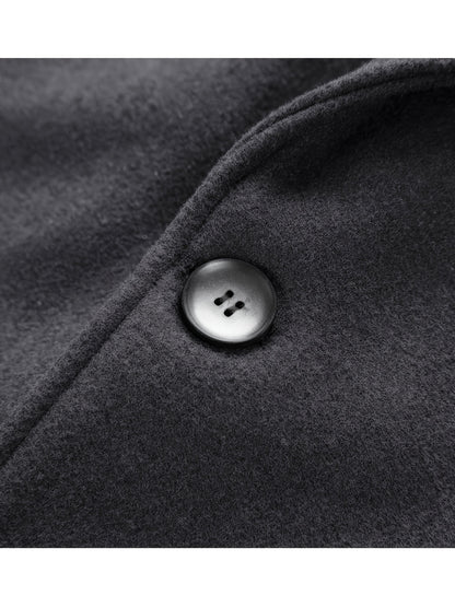 Mens Long Trench Coat Single Breasted Wool Blend Pea Coat Warm Winter Overcoat with Pockets