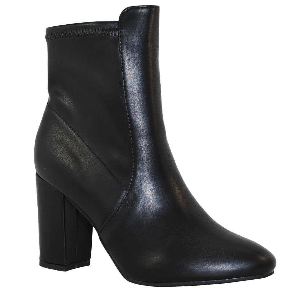TRENDSup Women's Faux Leather Pointed Toe Ankle Booties with Block Heel – Stylish Fall Dress Boots