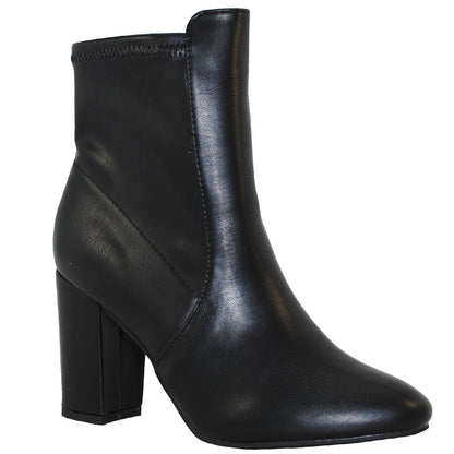 TRENDSup Women's Faux Leather Pointed Toe Ankle Booties with Block Heel – Stylish Fall Dress Boots