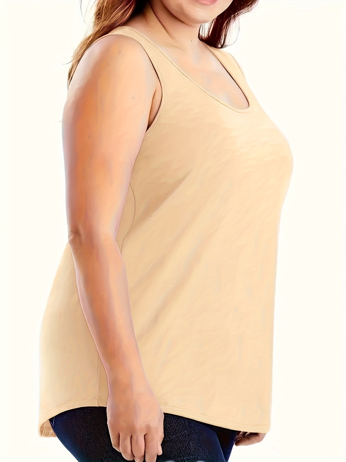 [Plus Size Tank Tops] 3pcs Women's Plus Size Solid Color Tank Tops - Breathable Stretch Fabric Base Layer Shirts, Opaque Non-Sheer Blouses Suitable for Casual, Home Wear & Layering, Year-Round Layering (Hand Washable, No Transparency)