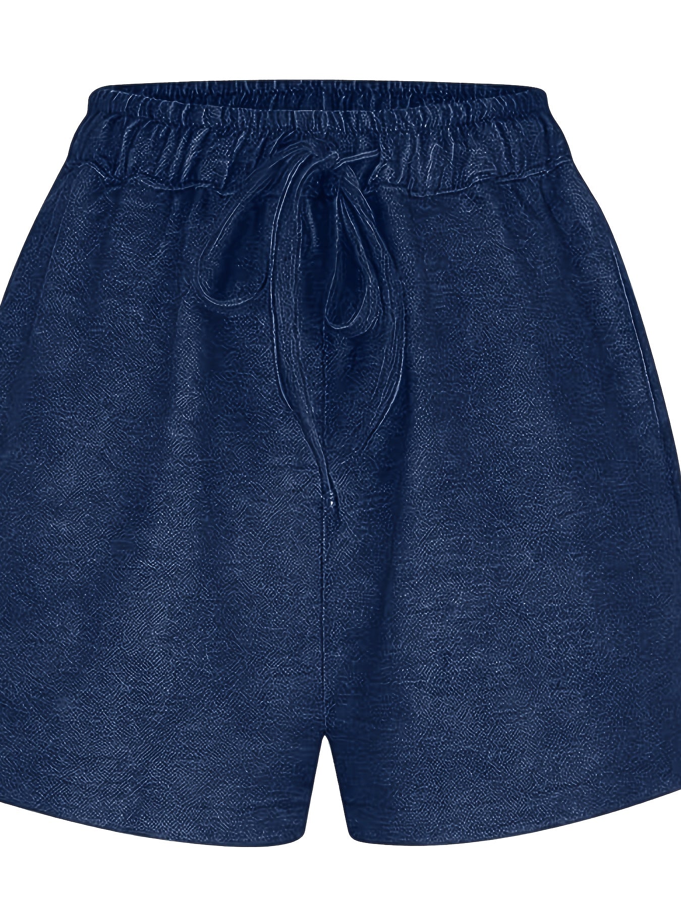 Loose And Stylish Casual Shorts, Solid Color with Elastic Waist, Five-pocket Jeans Shorts