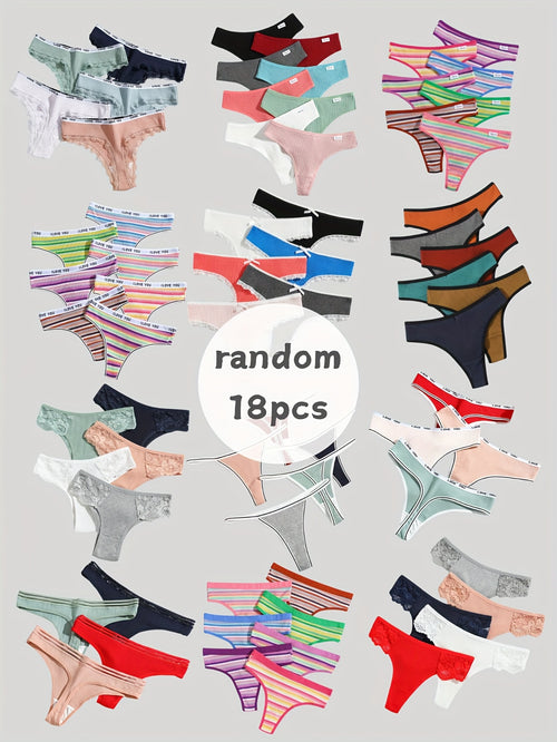 18pcs/ Pack Randomly Assorted Ladies Thongs Panty