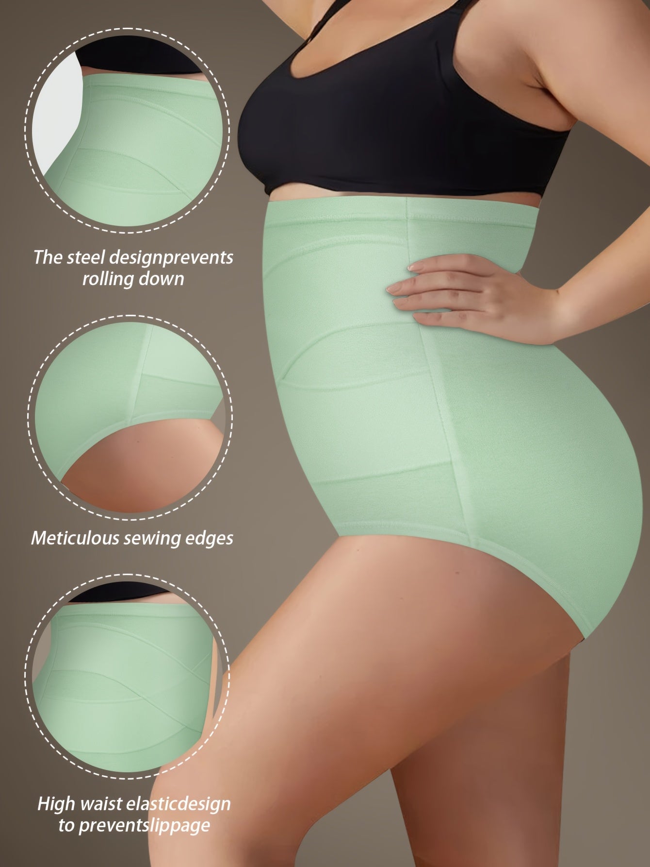 4pcs Plus Size High-Waist Shaping plus-size Panties- Breathable And Comfortable, Designed To Shape Your Figure Perfectly- Featuring A Wide Elastic Waistband For Extra Support, Providing All-Day Comfort
