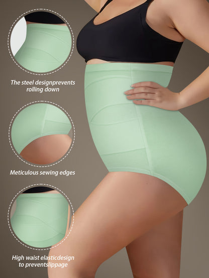 4pcs Plus Size High-Waist Shaping plus-size Panties- Breathable And Comfortable, Designed To Shape Your Figure Perfectly- Featuring A Wide Elastic Waistband For Extra Support, Providing All-Day Comfort