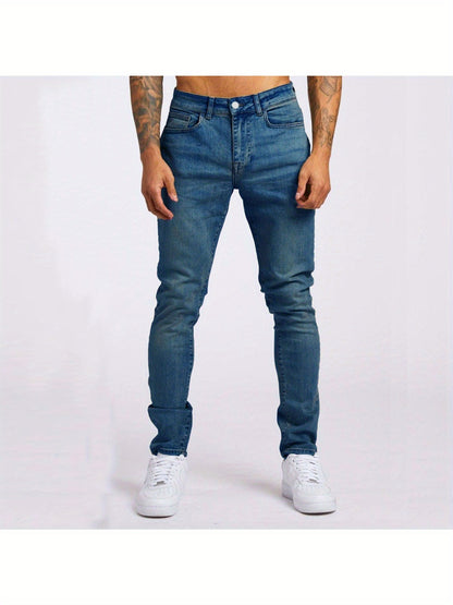 2025 New Men's Slim-Fit Jeans, Trendy Ins Style Design, Fashionable and Comfortable, Perfect for Casual Attire